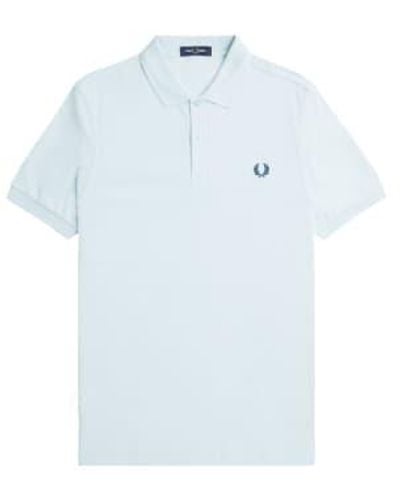 Fred Perry Slim Fit Plain Polo Light Ice & Midnight S - Blue