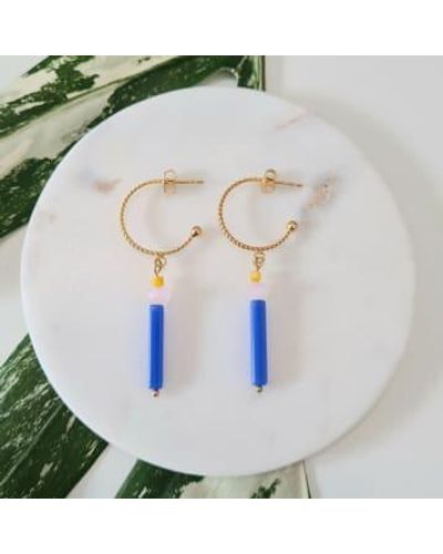 Golden Ivy Lauren Steel Earrings - Blue
