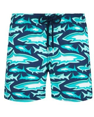 Vilebrequin Moorea Swim Shorts Requins 3D Navy - Blu
