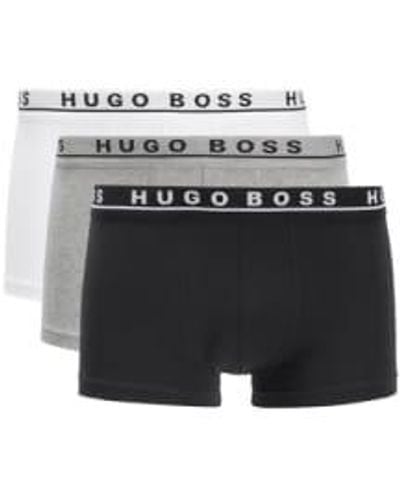 BOSS Pack Of 3 Assorted Stretch Cotton Trunks With Logo Waistbands - Nero