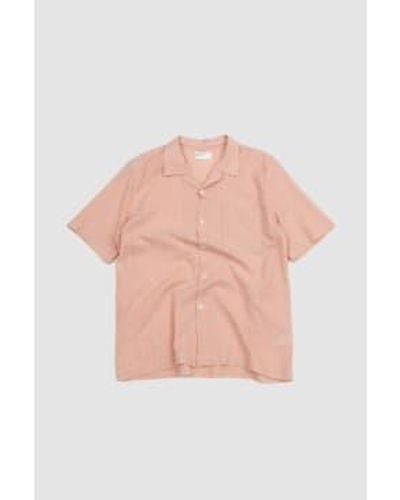 Universal Works Road Shirt Beige Pink Fluro Cotton S