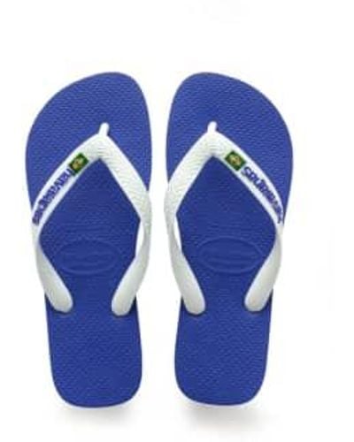 Havaianas Blue Brasil Logo Flip Flops