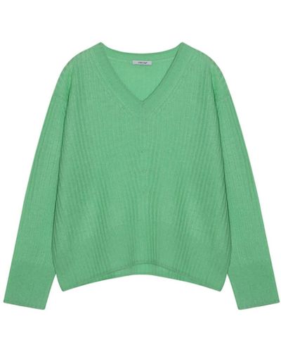 Cashmere Fashion Cuccia Kaschmir Pullover V-ausschnitt - Grün