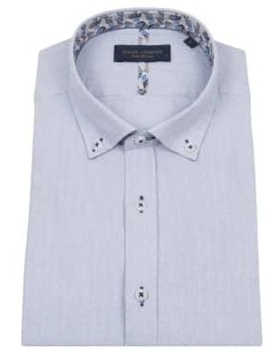 Guide London Linen Blend Short Sleeve Shirt - Blue