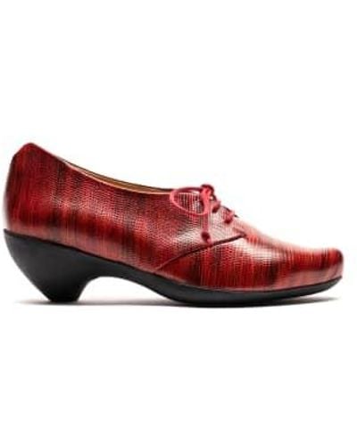 Tracey Neuls Boy Ember Or Mix Printed Embossed Leather Lace Up Mid Heels - Rosso