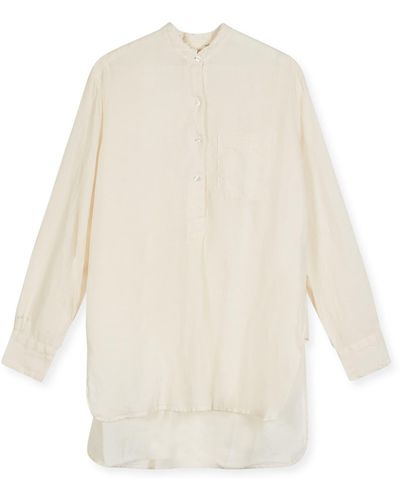 Burrows & Hare Women's Burrows And Hare Womens Ecru Linen Tunic Shirt - Bianco