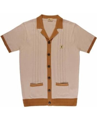 Gabicci Arlo Button-thru Knitted Polo Shirt Granola Xl - Natural