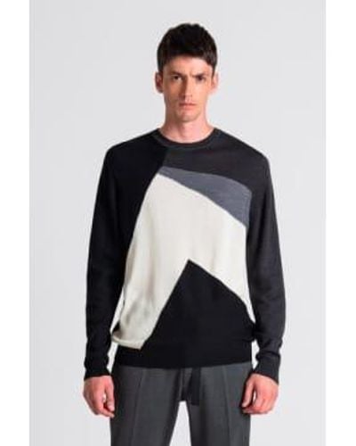Antony Morato Retro Design Knitted Sweater Double Extra Large - Blue