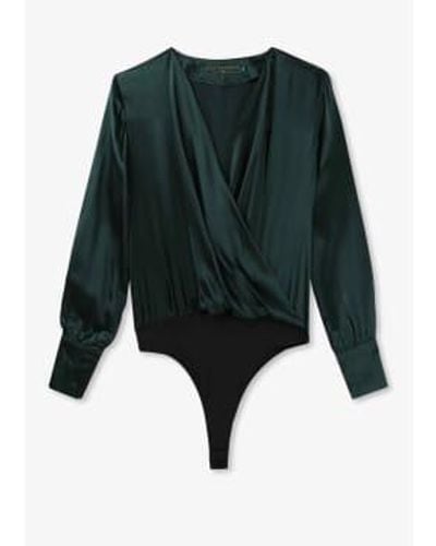 Holland Cooper Womens Silk Bodysuit In Emerald - Verde