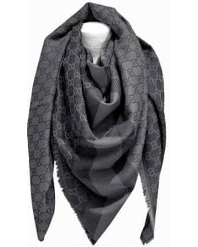 Gucci Ssima bufanda hecha lana suave y seda - Negro
