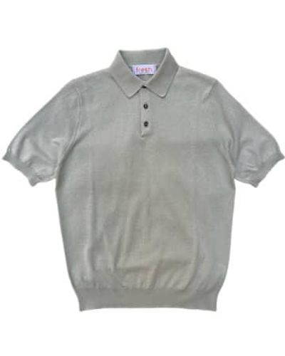 Fresh Polo en tricot en coton en crêpe supplémentaire dans le sage - Gris