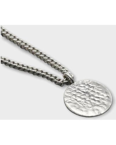 Posh Totty Designs Sterling Silver Mens Molten Disc Necklace - Metallizzato