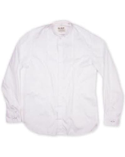 FIL NOIR Vincenzo Stand-up Collar Cotton Vintage Shirt - White