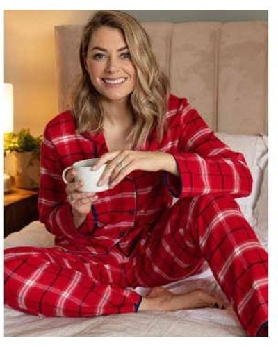Cyberjammies Pyjama noel en chèque rose confortable - Rouge