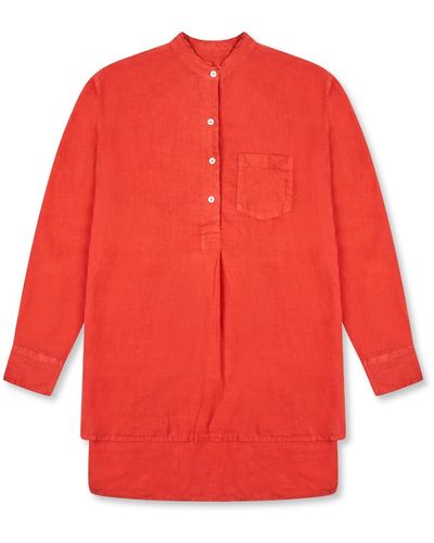 Burrows & Hare Women's Camisa túnica lino óxido - Rojo