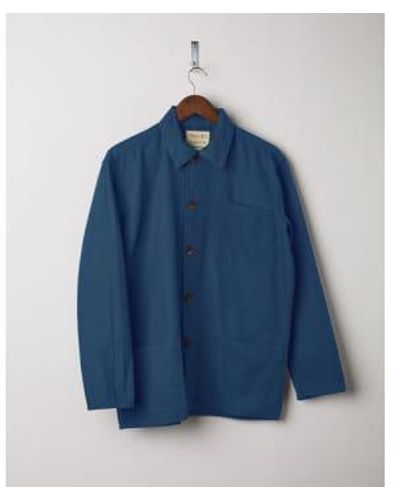 Uskees Mens Organic Buttoned Overshirt Peacock - Blu