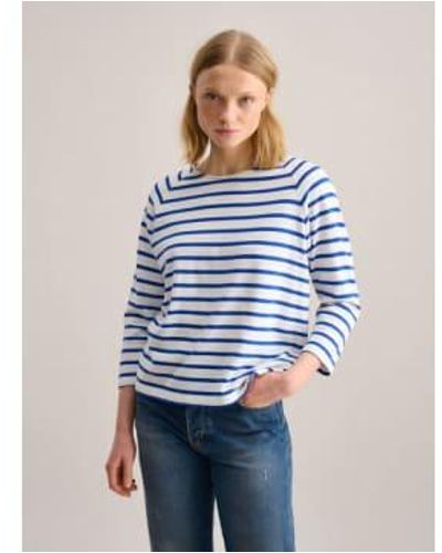 Bellerose Maow Stripe T With Button Back 0 - Blue