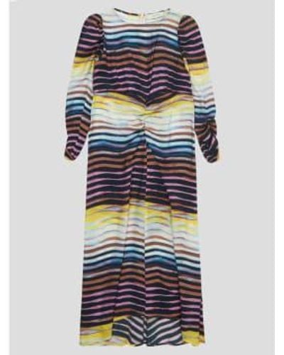 Munthe Multi Stripe Downy Dress Uk 4 - Blue