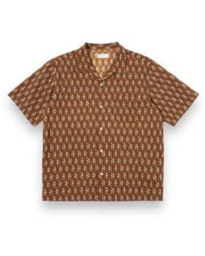 Universal Works Road Shirt Paisley Block 30179 S - Brown