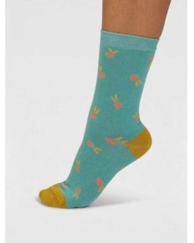 Thought Spw880 Mapel Floral Bamboo Socks - Blue