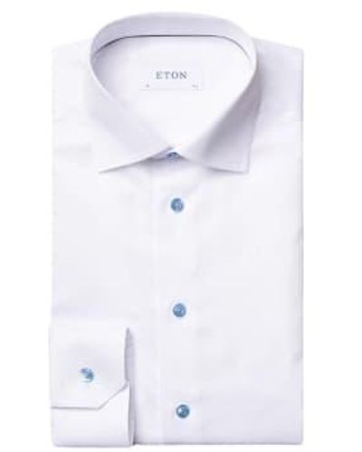 Eton Slim Fit Semi Solid Twill Shirt - Bianco