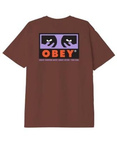 Obey Camiseta subvertir a peso pesado uomo sepia - Marrón