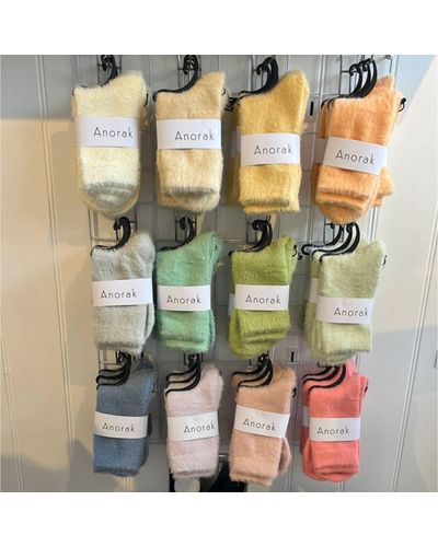 Anorak Mohair Blend Super Soft Cosy Socks Pastel Spring Colours - Green