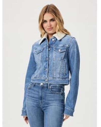 PAIGE Relaxed Vivienne Cropped Jacket Valerie Distressed Uk 8 - Blue