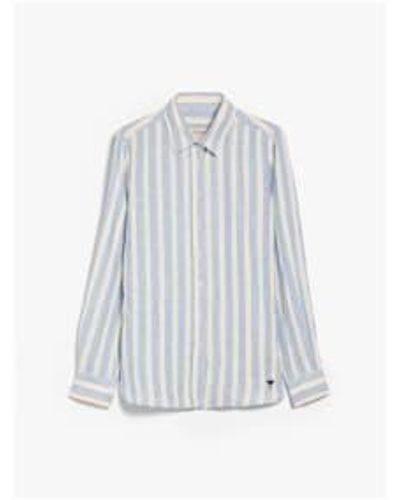 Weekend by Maxmara Lari Linen Striped Long Sleeve Shirt Col Stripe - Blu