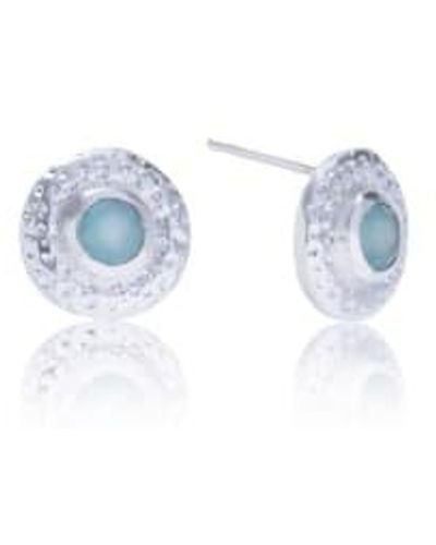 Azuni London Azuni luna gemstone stats pendientes plata - Azul