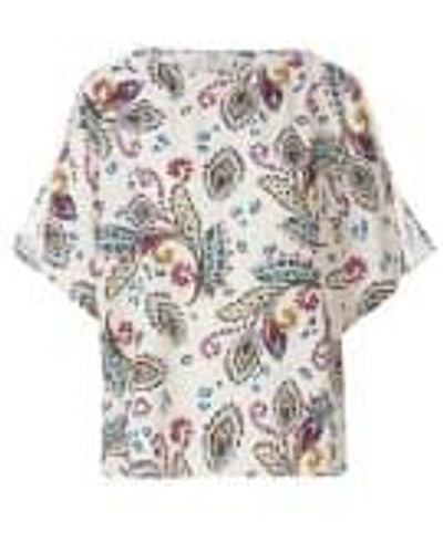 Riani Patterned Wide Short Sleeve Top Col 184 Multi Size 14 - Bianco