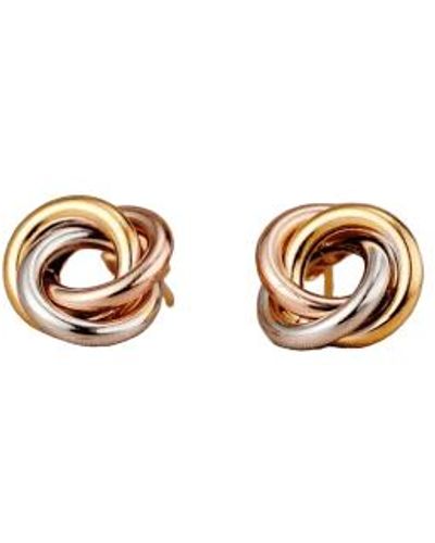 Posh Totty Designs Pendientes de botón de anillo ruso de oro mixto de 9 ct - Metálico