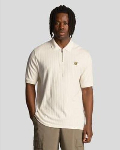 Lyle & Scott Chalk Textured Stripe Polo Shirt - Natural