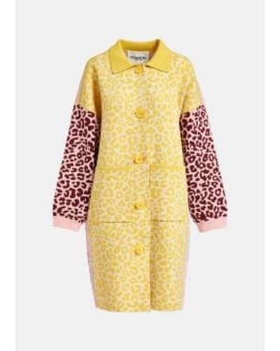 Essentiel Antwerp Foon Multicolor Jacquard Knitted Coat Small - Yellow