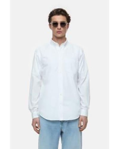 Closed Button Down Shirt Popeline Cotton S - White