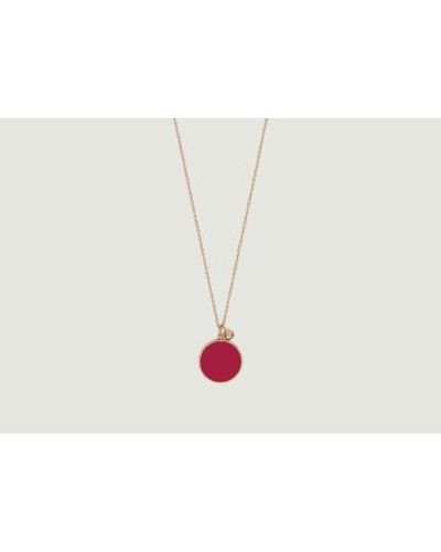 Ginette NY Collier disque corail rouge - Blanc