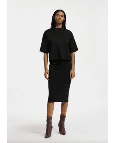 Essentiel Antwerp Elevate Lurex Knitted Midi Skirt - Nero