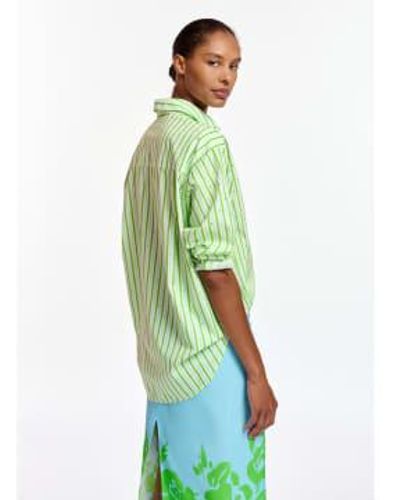 Essentiel Antwerp Fevertree camisa ver y blanca con bordado - Verde