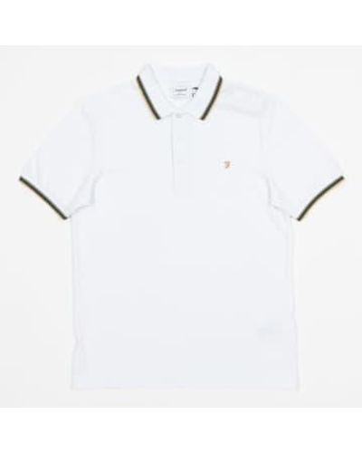 Farah Alvin Tipped Collar Short Sleeve Polo Shirt In - Bianco
