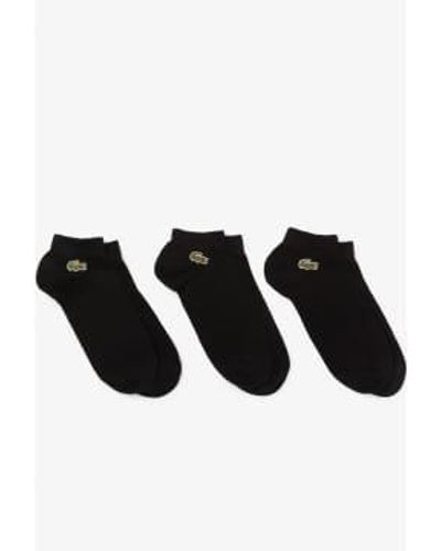 Lacoste Pack hombres 3 pares calcetines entrenadores porte bajo - Negro