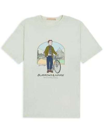 Burrows and Hare Printed T-shirt Sage Lily S - Blue