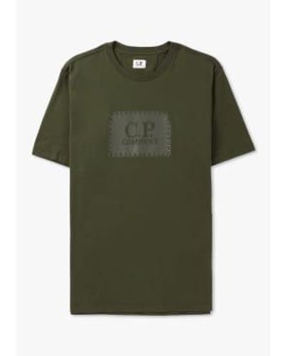 C.P. Company Cp Company Mens 301 Jersey Label Style Logo T Shirt In Ivy - Verde