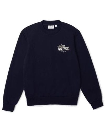 Lacoste Holiday Sweatshirt Organic Cotton Logo Dark Navy - Blu