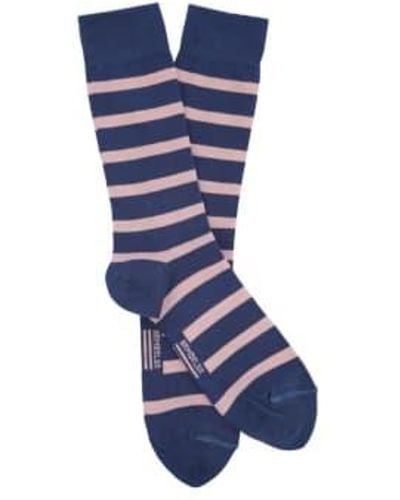 Armor Lux Chaussettes Rayees Ink Craie - Blu