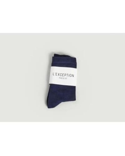 L'Exception Paris Lexception Paris Embroidered Socks 5 - Blu