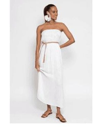 Sundress Anoushka Strapless Belted Midi Dress Size Ml Col - Bianco