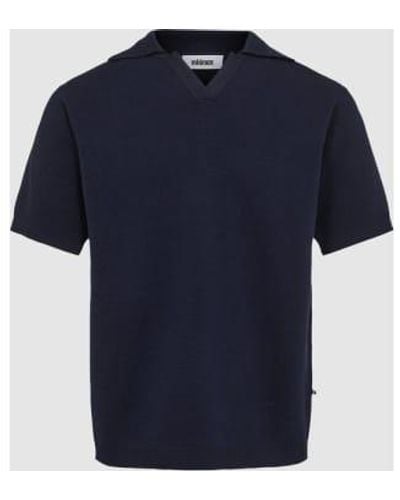 Minimum Ryker Maritime Knit Polo T Shirt - Blu