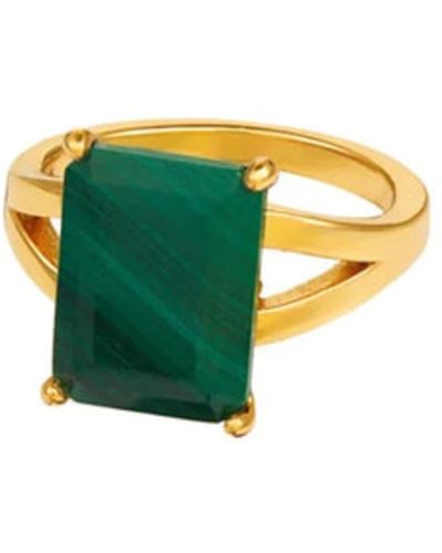 Orelia Malachite Claw Set Ring - Verde
