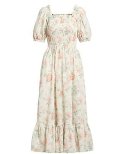 Ralph Lauren Blossom Short Sleeve Elery Dress M - Natural