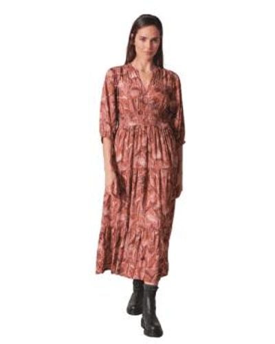 indi & cold Indi And Cold Printed V Neck Midi Dress In From - Rosso